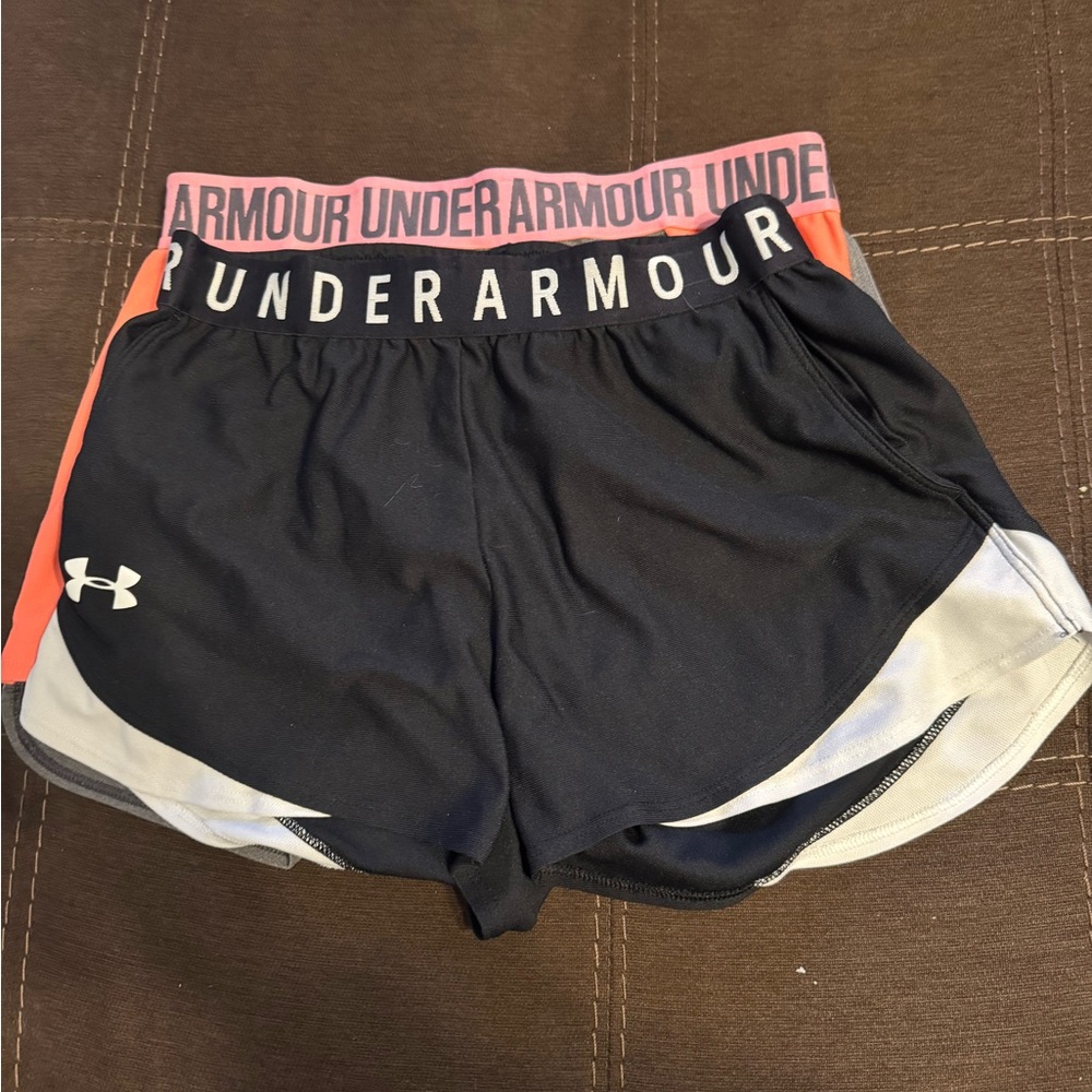 Under Armour Women's Black and Orange Athletic Shorts